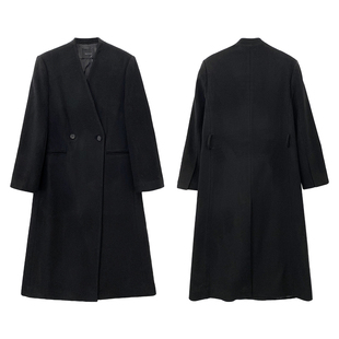 2.5斤法式黑色高级感长袖外套宽松西装领呢子大衣时尚休闲洋气