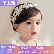 韩国进口春夏女婴儿童蕾丝发带公主发圈宝宝百天周岁拍照配饰