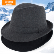 帽子男春秋礼帽男士帽子，冬毛呢保暖秋冬中老年人爵士帽冬天老人帽