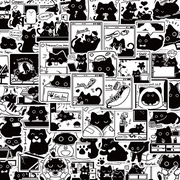 原创50张小黑生活笔记贴纸猫咪卡通可爱日常装饰个性贴画ipad，防水笔记本电脑手机壳行李箱