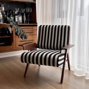 法式复古单人沙发椅客厅阳台小户型中古风设计师创意实木休闲椅子
