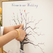 指纹签到树婚礼签到框毕业结婚祝福板同学签名台相框画签到本