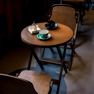 美式折叠圆桌子实木方桌客厅阳台，家用餐桌咖啡，桌椅小户型茶几边几