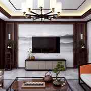 轻奢环保新中式电视背景墙，造型边框沙发墙框架，金属条装饰实木线条