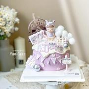 烘焙蛋糕装饰 天使独角兽宝宝摆件城堡云朵插件 儿童生日派对装扮