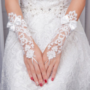 新娘手套女长款短款结婚婚纱蕾丝手套白春秋冬夏红色绑带大码婚礼