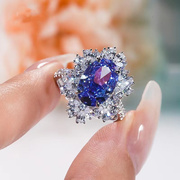 PT950铂金繁星蓝宝石戒指进口可过笔莫桑石5克拉食指钻戒送人礼物