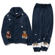 东京花园冬季保暖软绵绵羽，毛绒卡通圣诞小熊情侣家居服套装