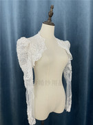 婚纱礼服蕾丝抹胸，单独白色长袖小披肩外套，新娘蕾丝珠片小褂子