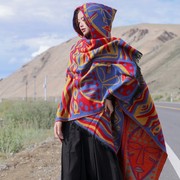 民族风带帽斗篷披肩西藏大西北旅游穿搭围巾女外搭加厚保暖披风