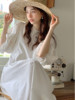 高级感白色连衣裙女夏2023法式镂空灯笼袖宽松显瘦温柔风长裙