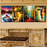 客厅抽象装饰画现代简约四联，无框画卧室壁画挂画防油画艺术画