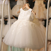 女童婚纱晚礼服生日公主裙，儿童钢琴礼服，六一演出服白色花童连衣裙