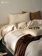 裸睡床笠款100s长绒棉床单，四件套全棉纯棉，被套1.2m轻奢风床上用品