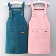 奶茶店餐饮美甲围裙logo印字帆布夏季透气工作服女家用厨房上班用