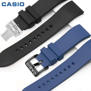卡西欧表带氟橡胶男鱼小方块EF-550 MTP-VT01L硅胶手表带不沾灰