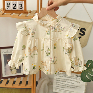 女童衬衫春秋款韩版洋气，儿童宝宝上衣森系公主长袖，童装婴儿娃娃衫