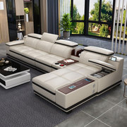 单人沙发充电功能皮艺沙发现代简约沙发大小户型客厅家具皮沙发