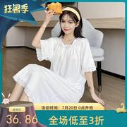 女夏裙季牛奶(季牛奶)丝坑裙条加大宽松短袖，睡甜美纯色蝴eqa蝶结中长