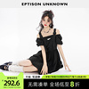 eptison连衣裙女2024夏季收腰高级小个子气质，甜辣洋气小黑裙