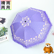 雨伞女防晒防紫外线，太阳伞黑胶蕾丝花边，伞晴雨两用小巧折叠遮阳伞