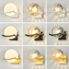 现代简约壁灯创意圆球，玻璃床头壁灯，led客厅书房室内灯饰