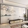 新中式壁布客厅电视背景墙山水，花鸟壁纸沙发，影视墙布卧室床头壁画