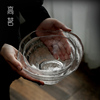 日式锤纹玻璃沙拉碗家用手工不规则餐具甜品碗大号创意日系冷面碗