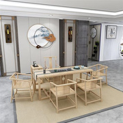 新中式茶桌椅组合禅意屏风桌功夫泡茶台2米全实木大板茶桌办公室