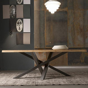 北欧现代铁艺实木家用创意设计师餐桌餐椅组合R家用办公电脑会议