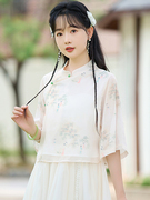 复古中国风改良日常唐装，旗袍上衣女装，夏季新中式古风采耳师茶艺服
