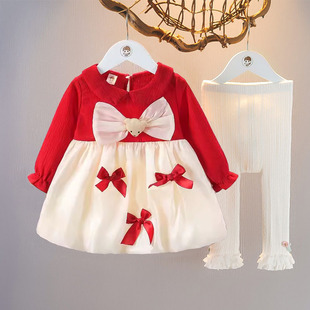 洋气女童套装秋装婴儿一周岁衣服小公主生日礼裙女宝宝秋季两件套