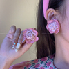 粉色山茶花耳钉~甜美度假风海边花朵耳环2024春夏季法式耳饰
