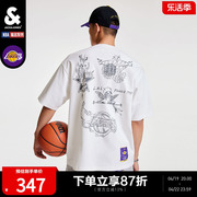 杰克琼斯夏季nba联名湖人队男士，休闲百搭运动圆领字母短袖上衣t恤