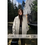 NEVA HU黑色加厚衬衫外套女宽松2023冬季韩版bf休闲外搭上衣