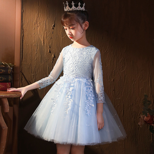 公主裙女童高端礼服儿童生日，主持人花童婚纱，秋款小女孩钢琴演出服