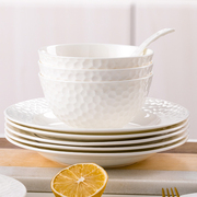 纯白骨瓷碗单个家用饭碗，大小号白色瓷釉，下彩餐具碗碟盘子陶瓷面碗