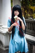 轻音少女秋山，澪剧场版蓝裙cosplay承接动漫服装假发定制