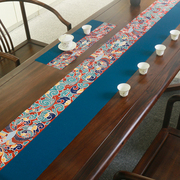 缠枝凤鸟桌旗中式新中式禅意长条，防水茶席茶台布艺，茶家用茶几桌布