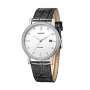 手表皮带简约镶钻不锈钢石英表男女款瑞士情侣手表对表防水