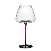 高档黑领结红酒杯高脚杯，红杆黑底彩色，葡萄酒杯大肚勃垦第郁金香杯