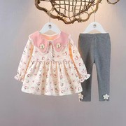 女童秋装套装儿童洋气纯棉外出衣服女婴儿童宝宝时髦春秋季两件套