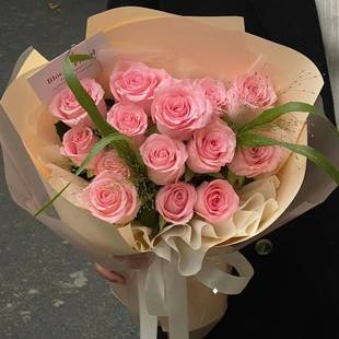 99朵粉玫瑰花束生日鲜花速递同城，配送广州北京上海送女友花店