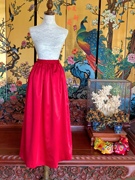 原创新中式夏姿大红色重磅真丝，缎半身裙伞裙百褶裙，复古优雅大摆裙