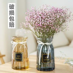 还不晚 欧式玻璃花瓶透明彩色水培植物花瓶客厅装饰摆件插花瓶