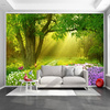 3d立体壁画自然森林风景山水壁纸卧室客厅电视沙发背景墙贴画自粘