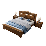 式全实木床1.8米双p人床框.5经床型单人床储物高箱济箱1主
