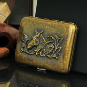 双烟盒16支装 便携铜制复古烟盒青铜浮雕金戈铁马超薄创意个性