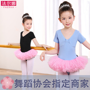 舞蹈服儿童女童短袖练功服夏季中国舞分体芭蕾舞蓬蓬裙演出服套装