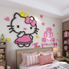 凯蒂猫3d立体墙贴纸画卡通，儿童房女孩，房间卧室布置公主房墙面装饰